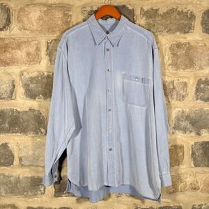 Ermenegildo Zegna Men's Blue Long Sleeve Button Up Shirt Size XXL Cotton Blend